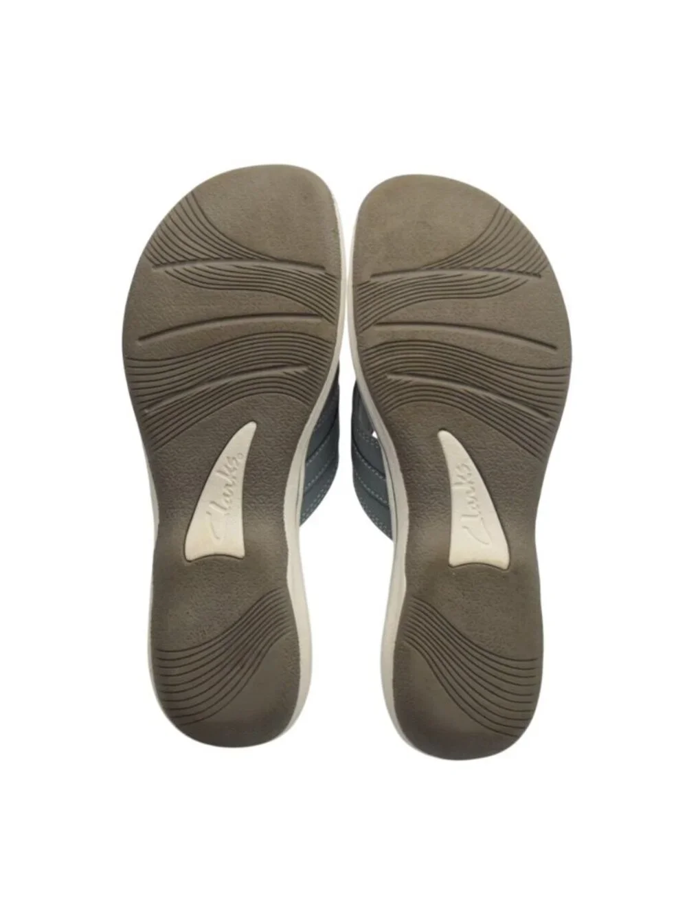 Clarks Cloudsteppers Breeze Sea Womens Size 10 Blue Grey Sandals Flip Flops